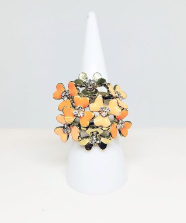 Gold multi flower orange ring
