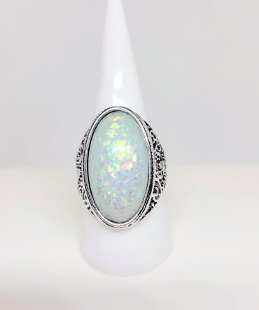 Large oval silver ring