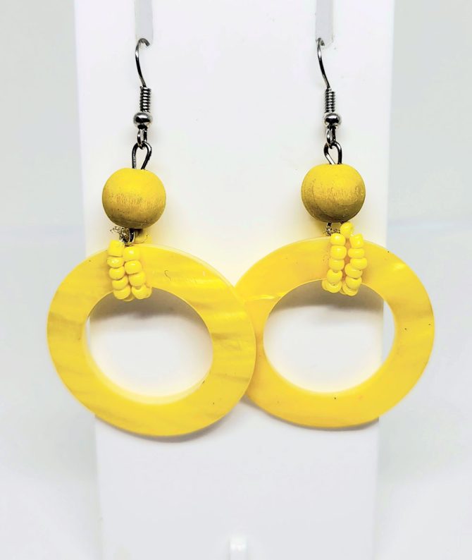 Large yellow circle earrings
