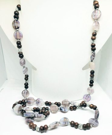 Brown bead long necklace