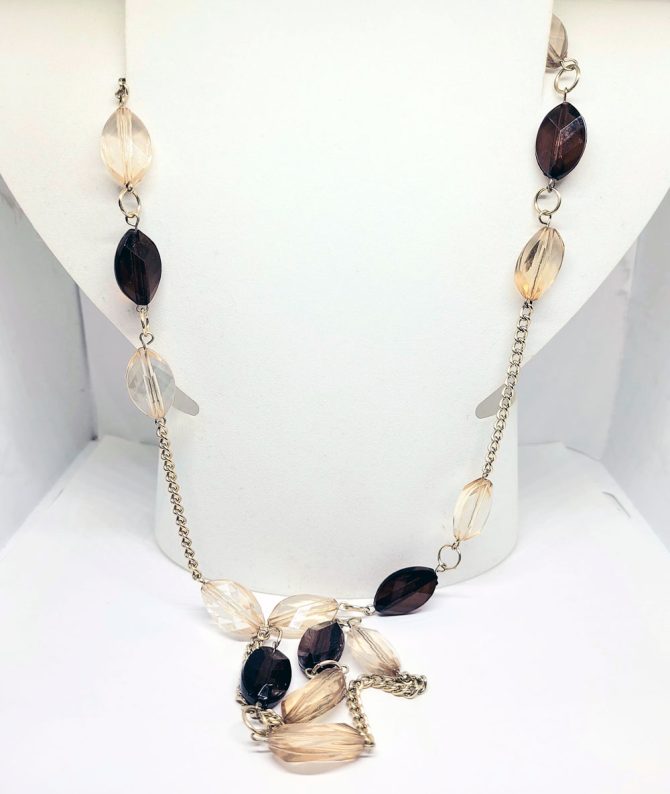 Brown clear bead necklace