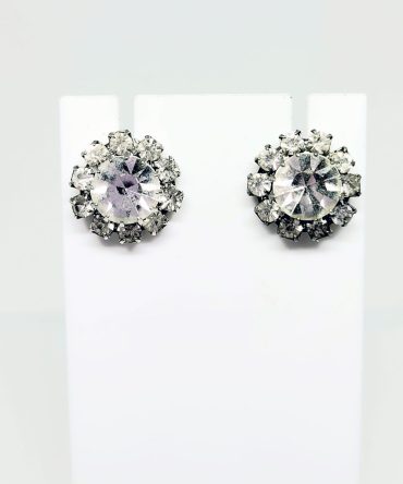Crystal cluster round earrings vintage