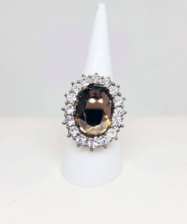 Brown stone muted gold ring