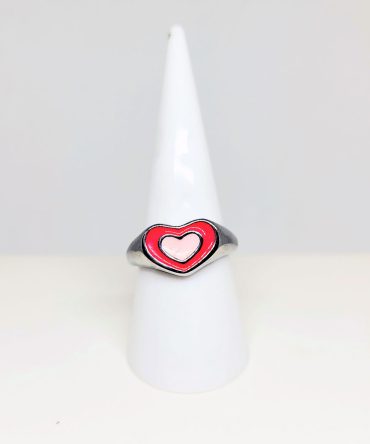 Heart pink silver ring