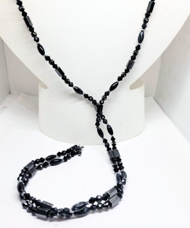 Black bead hematite necklace