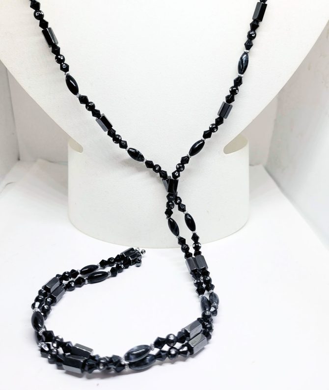Black bead hematite necklace