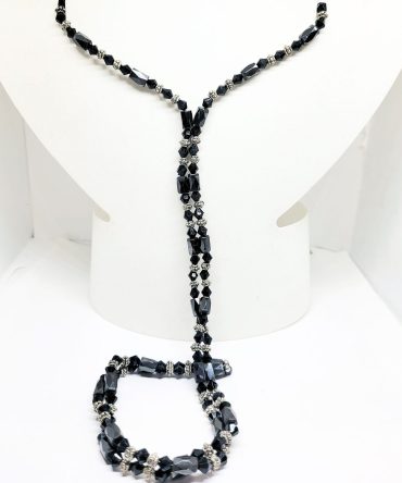 Black silver bead hematite necklace