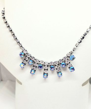 Blue clear rhinestone necklace