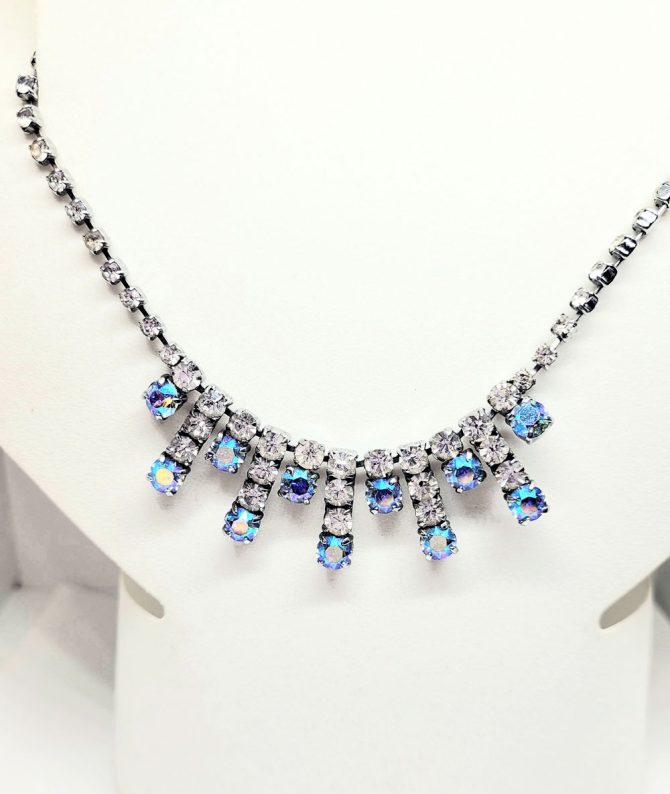 Blue clear rhinestone necklace