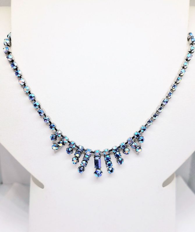 Blue rhinestone necklace