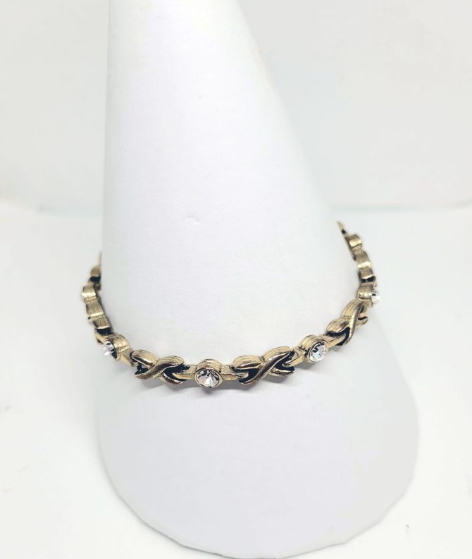 Diamante gold cross bracelet