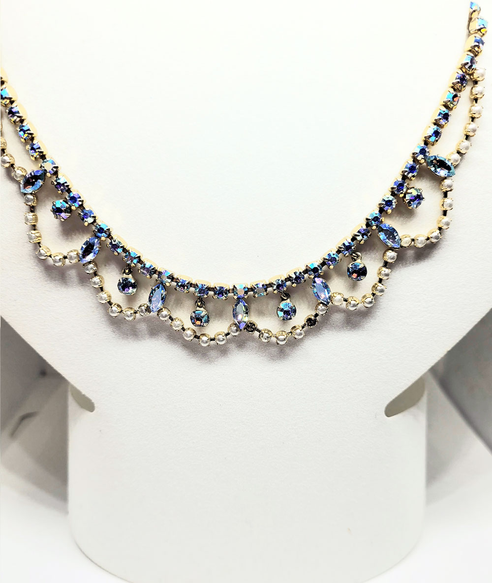 Blue rhinestone loop necklace Red's Jewels