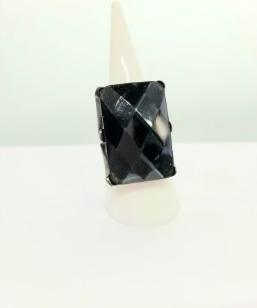 Black large oblong multi faceted ring vintage