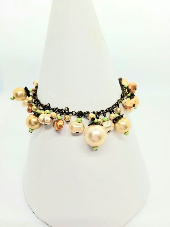 Green brown pearl bracelet