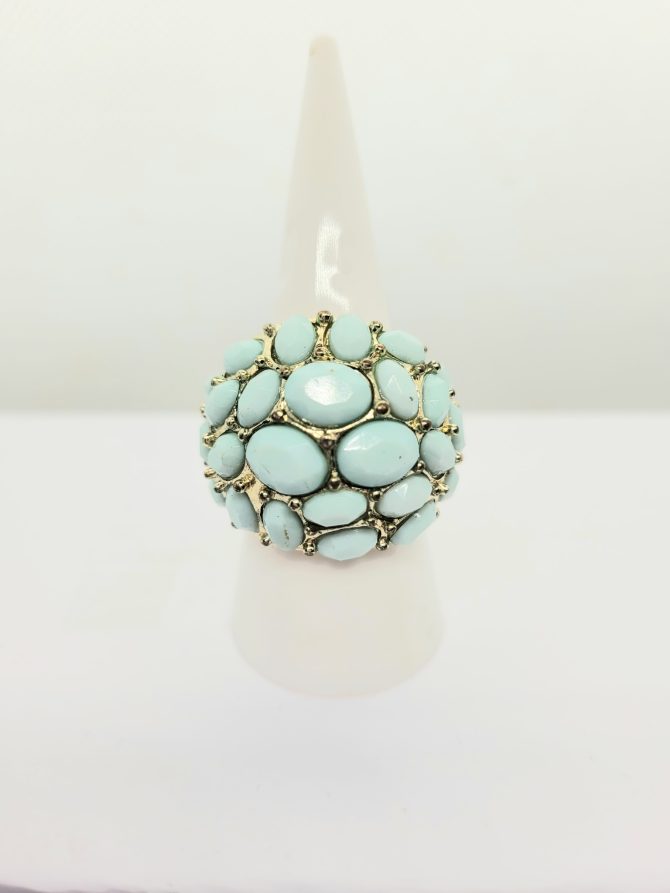 Blue multi bead ring vintage size M 1/2