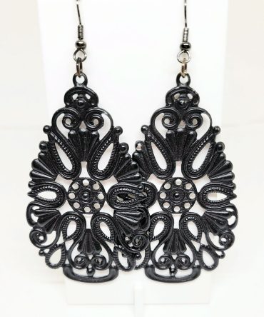 Black large oval earrings