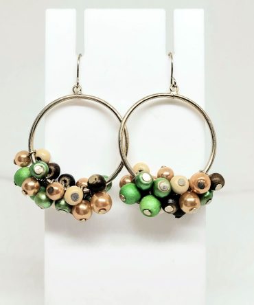 Multicoloured bead hoop earrings