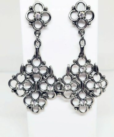 Large silver dangle earrings vintage