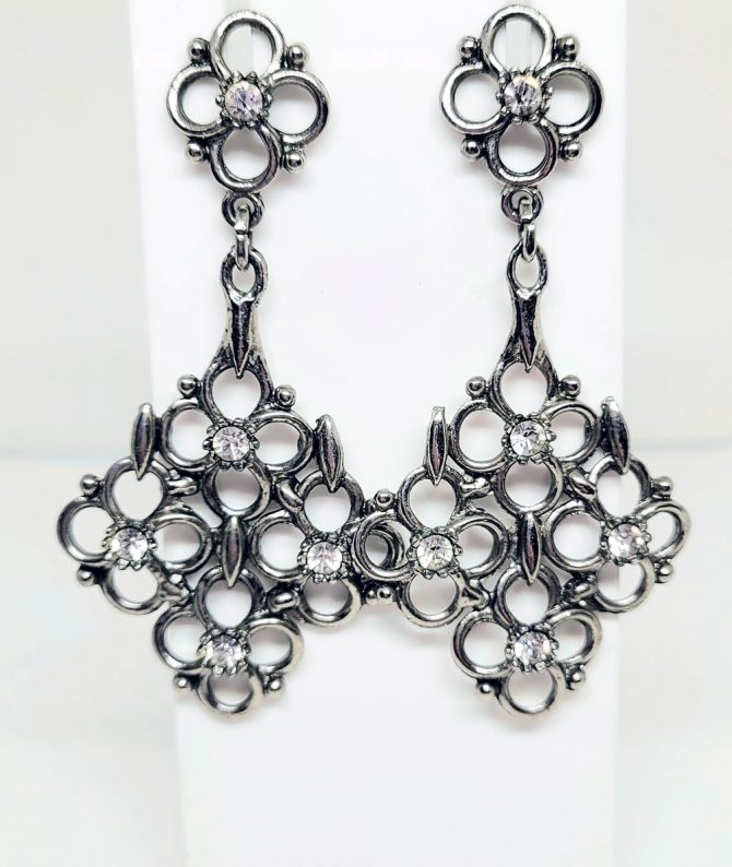 Large silver dangle earrings vintage