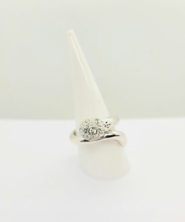 Diamante ball silver ring