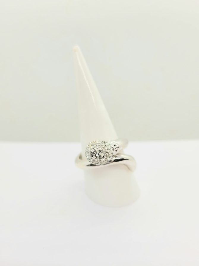 Diamante ball silver ring