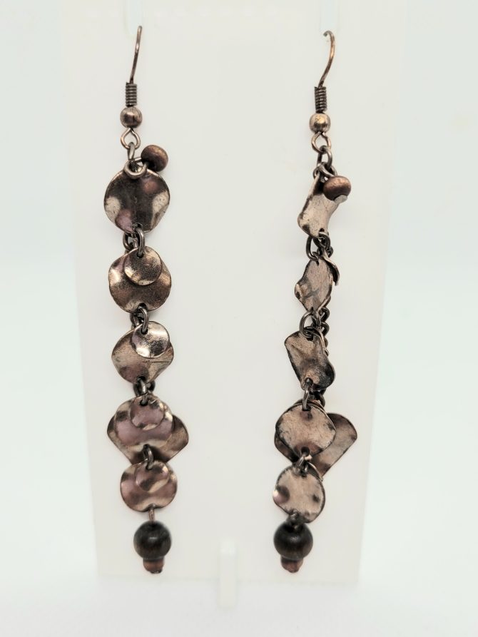 Copper long drop earrings vintage