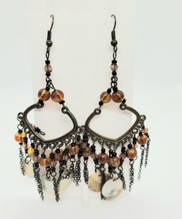 Brown bead dangle earrings vintage