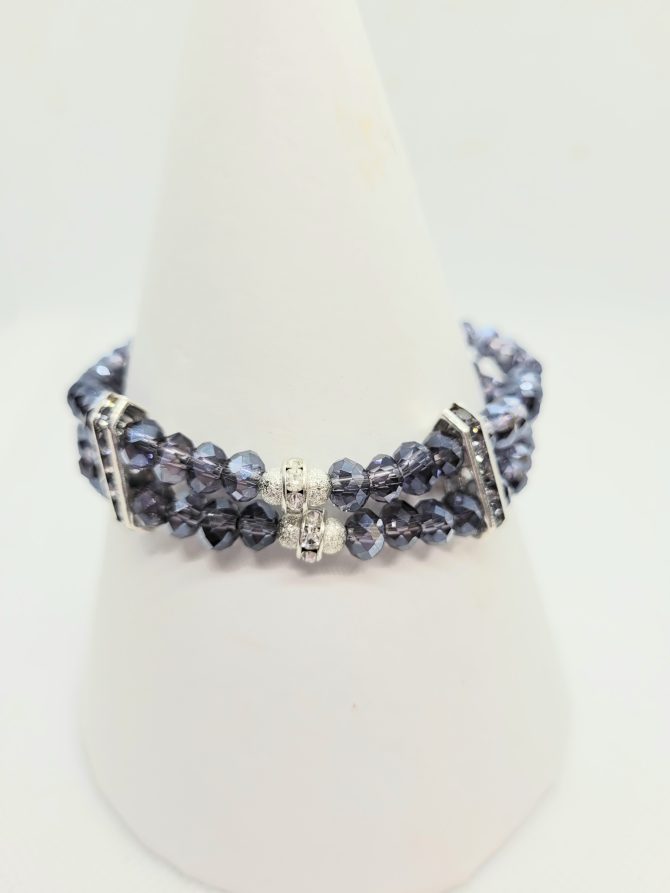 Bead blue 2 row bracelet