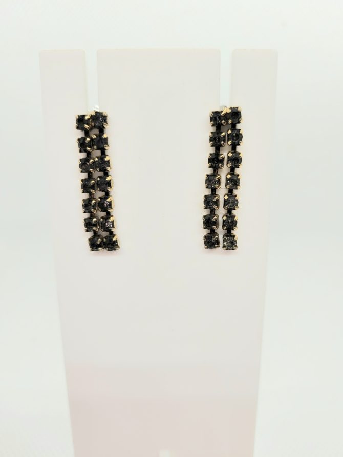 Black gem drop earrings vintage