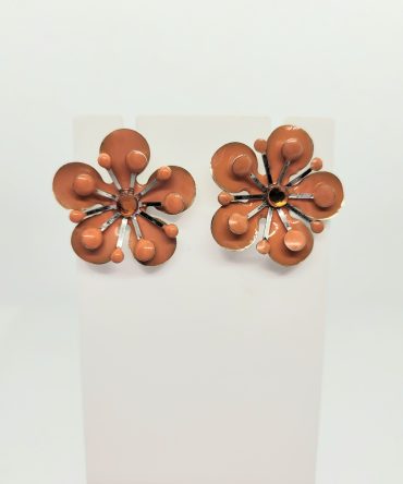 Orange flower earrings