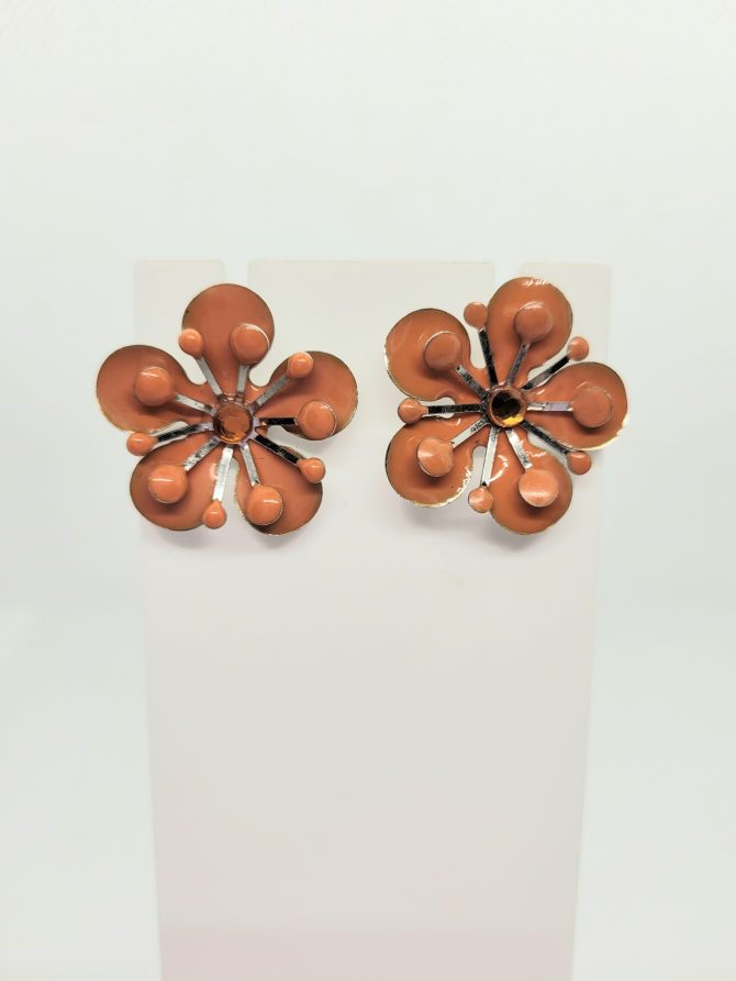 Orange flower earrings