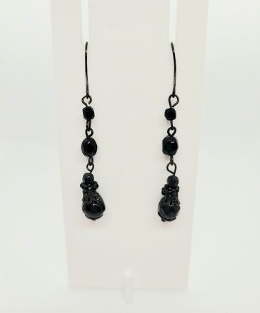 Black bead drop earrings