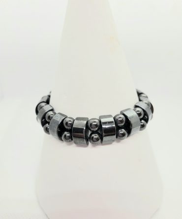 Hematite band ball bracelet