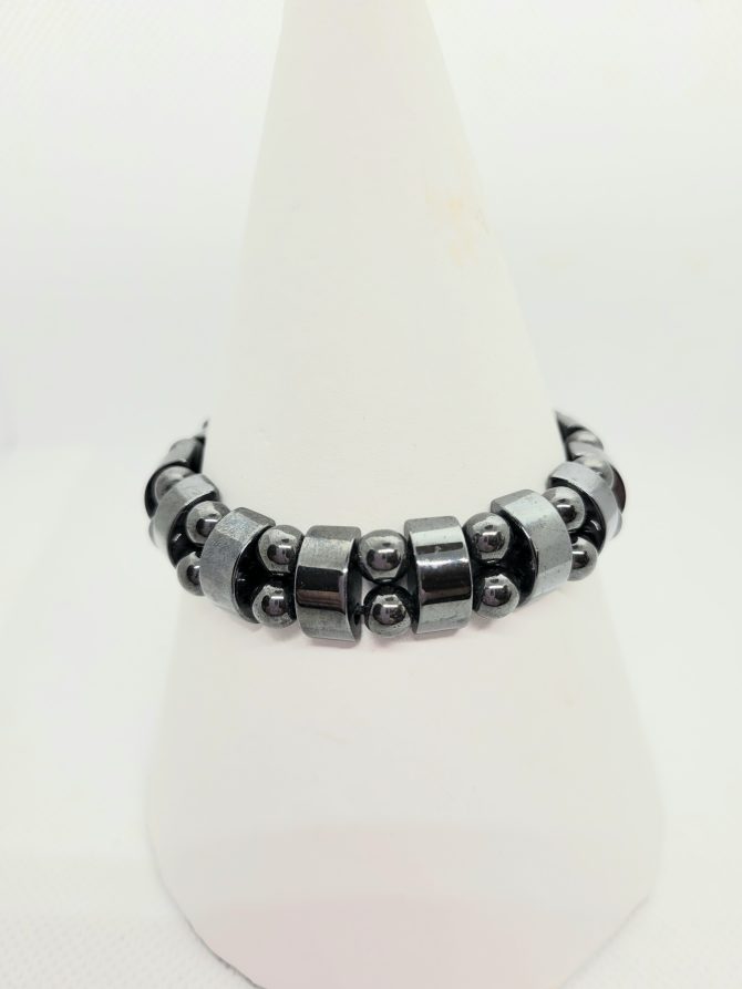 Hematite band ball bracelet
