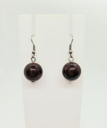 Brown bead ball earrings
