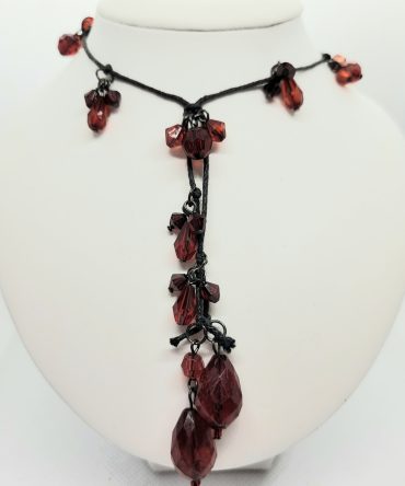 Red bead cord necklace
