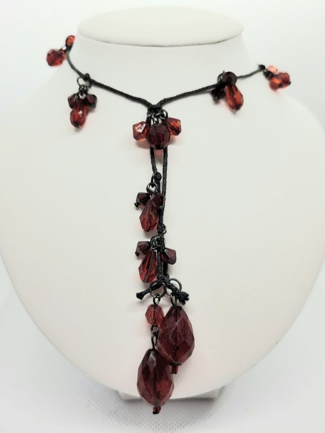 Red bead cord necklace