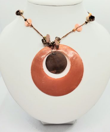 Brown orange disc necklace