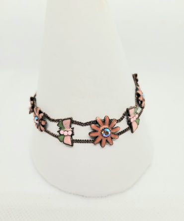 Pink flower butterfly bracelet
