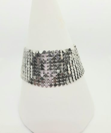 Wide band silver bracelet