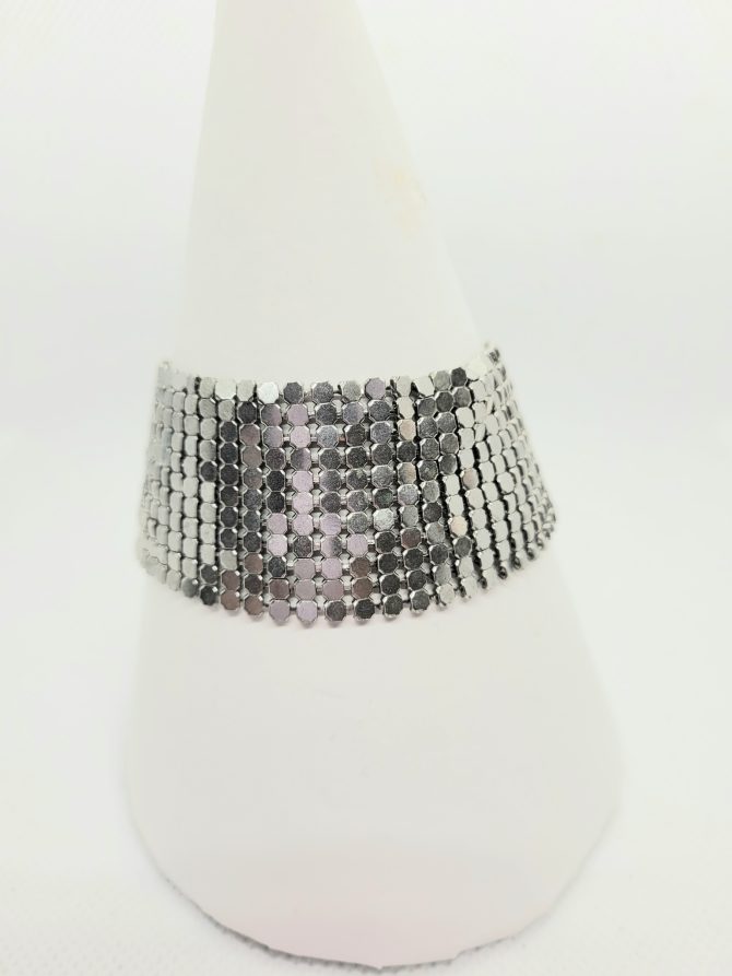 Wide band silver bracelet