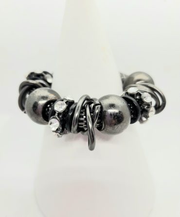 Large black bead hoop bracelet
