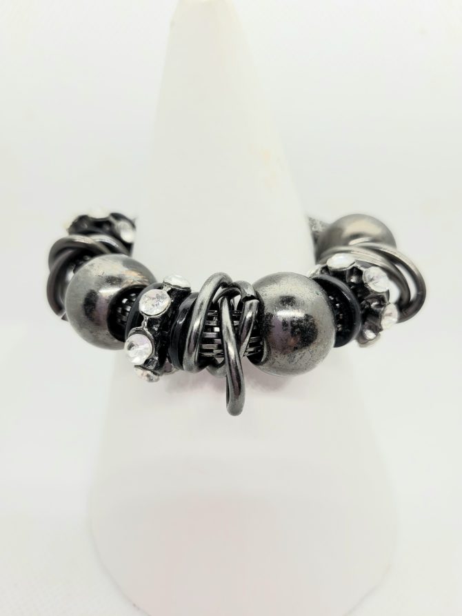 Large black bead hoop bracelet