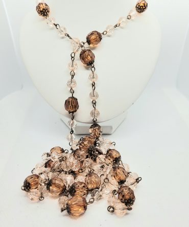 Brown bead long necklace