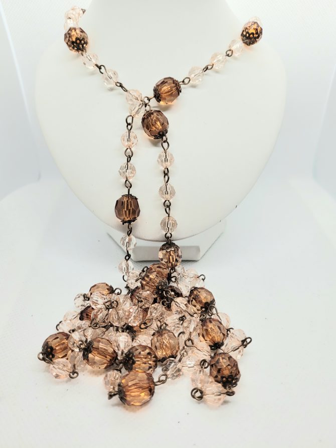 Brown bead long necklace