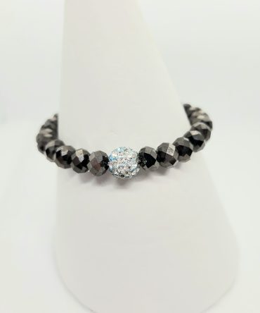 Diamante ball black bead bracelet