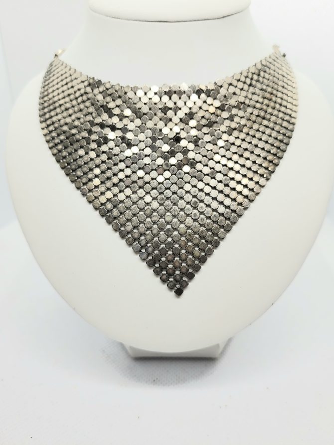 Large silver triangle necklace