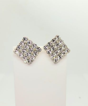Diamante square clip on earrings vintage