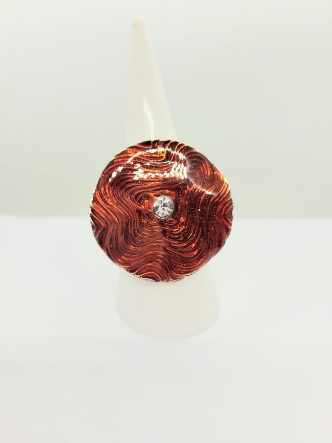 Diamante red circle ring