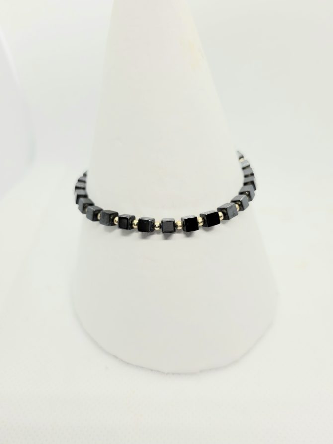 Grey square gold bracelet